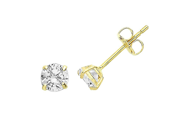 Patience-Ohrringe 9ct 9K Gold, Patience Diamond Stud 3mm 4mm 5mm