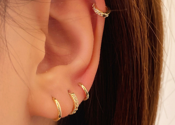 6mm 12mm Gold-9k Huggie-Ohrringe, 10mm Köstlichkeit Huggie-Band-Ohrringe Soem