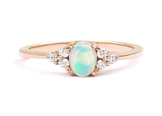 Cobochon schnitt Ring des Gold9k, natürliche Opal Ring 5×7MM Größe 0.5ct
