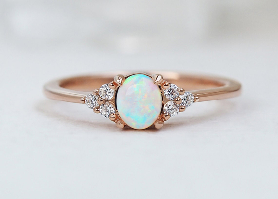 Cobochon schnitt Ring des Gold9k, natürliche Opal Ring 5×7MM Größe 0.5ct
