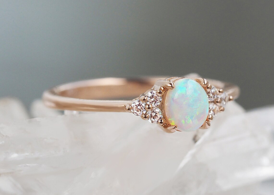 Cobochon schnitt Ring des Gold9k, natürliche Opal Ring 5×7MM Größe 0.5ct