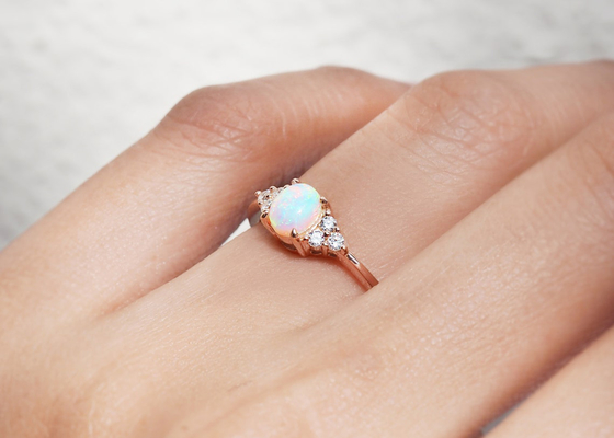 Cobochon schnitt Ring des Gold9k, natürliche Opal Ring 5×7MM Größe 0.5ct
