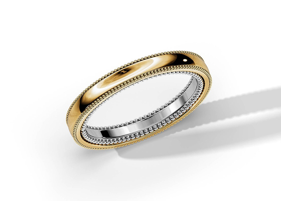 ODM 2 Tone Gold Engagement Rings, 4MM 5MM 6MM Goldhochzeits-Band-Ring Soem