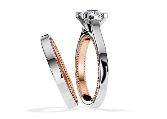 Zwei Goldring 7.5MM Tone Colors 9K mit Diamanten 1.5ct Moissanite