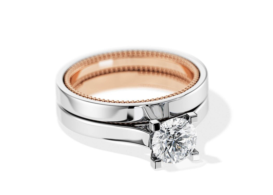 Zwei Goldring 7.5MM Tone Colors 9K mit Diamanten 1.5ct Moissanite