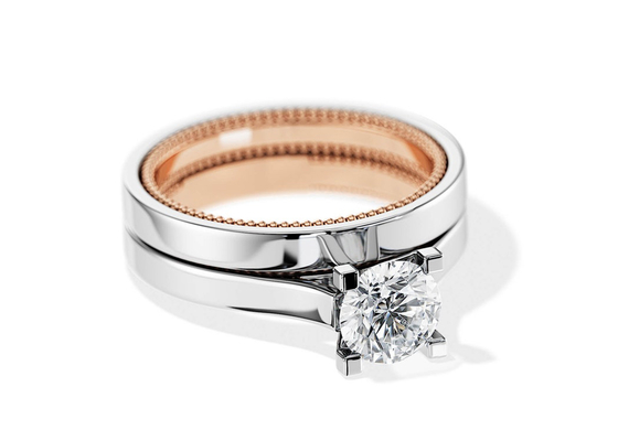 Zwei Goldring 7.5MM Tone Colors 9K mit Diamanten 1.5ct Moissanite