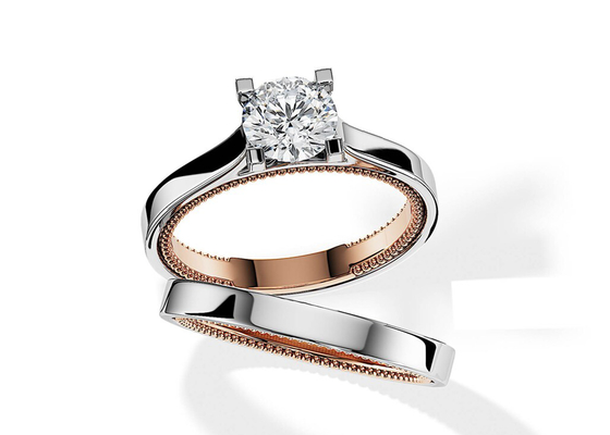 Zwei Goldring 7.5MM Tone Colors 9K mit Diamanten 1.5ct Moissanite