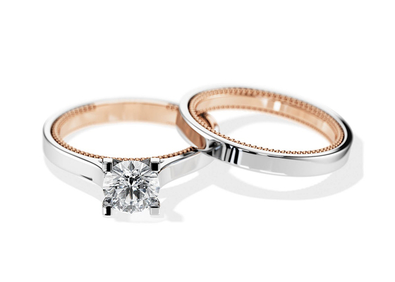 Zwei Goldring 7.5MM Tone Colors 9K mit Diamanten 1.5ct Moissanite