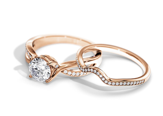 Durchschnitts-Farbe 1.25ct Rose Gold Moissanite Engagement Rings VS1 SI1 SI2