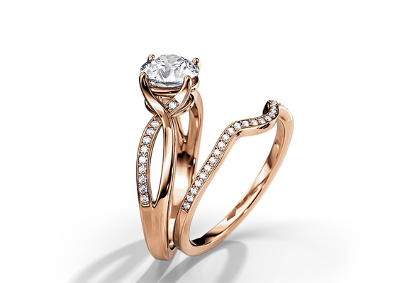 Durchschnitts-Farbe 1.25ct Rose Gold Moissanite Engagement Rings VS1 SI1 SI2