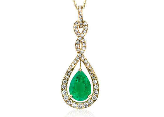 Birne schnitt Halsketten des Gold14k mit natürlicher grüner Größe Emerald Tiny Diamonds 6×8MM