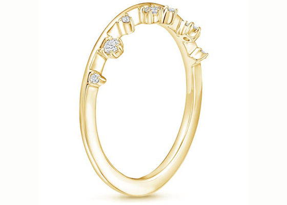 Aalternating sortiert gelben Schmuck-Ring Withs 0.15ct VS1 2mm des Gold14k natürlichen Diamanten