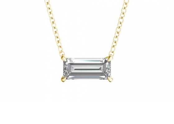 Stangenbrot schnitt Halsketten des Gold14k mit Patience-Diamanten 0.5ct 5×7mm
