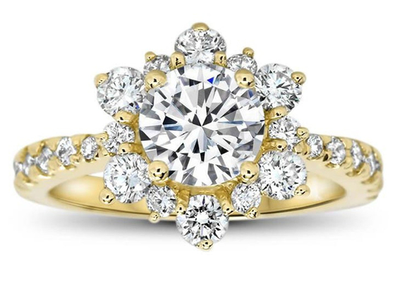 Schneeflocke spornte silbernes Ring With Lab Diamond RD6.5MM Gewicht Größe 1.0ct 9K an