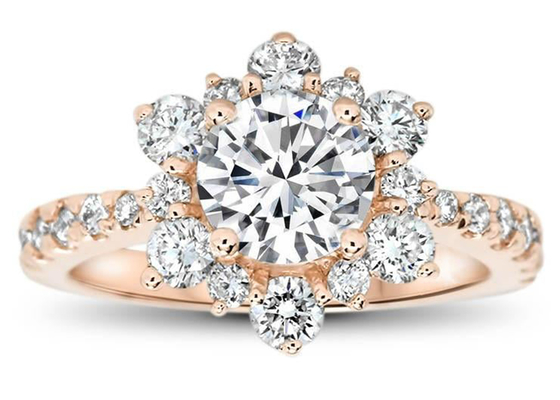 Schneeflocke spornte silbernes Ring With Lab Diamond RD6.5MM Gewicht Größe 1.0ct 9K an