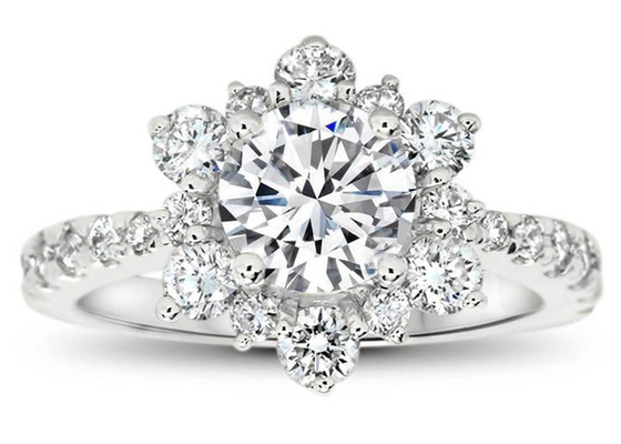 Schneeflocke spornte silbernes Ring With Lab Diamond RD6.5MM Gewicht Größe 1.0ct 9K an