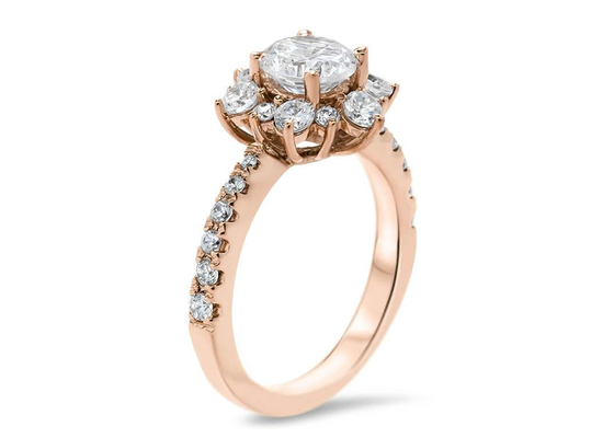Schneeflocke spornte silbernes Ring With Lab Diamond RD6.5MM Gewicht Größe 1.0ct 9K an
