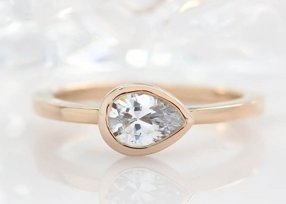 Ehering des gelbes Gold0.77ct, ODM-Einfassungs-Satz-Verlobungsring für Dame
