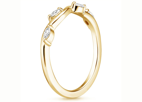 Wickelnder gelbes Goldschmuck-Ring Withs 2×4mm der Weiden-14K Diamant 0.40ct