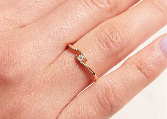 Patience 14k färben Rundschnitt Gold-Diamond Rings 1.5mm mit Diamanten 0.10ct gelb