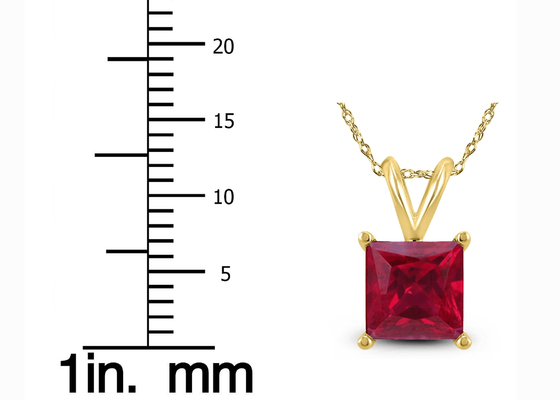 Halsketten 7×7MM Gold14k mit Ruby Pendant 2ct für Verpflichtung