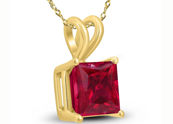 Halsketten 7×7MM Gold14k mit Ruby Pendant 2ct für Verpflichtung