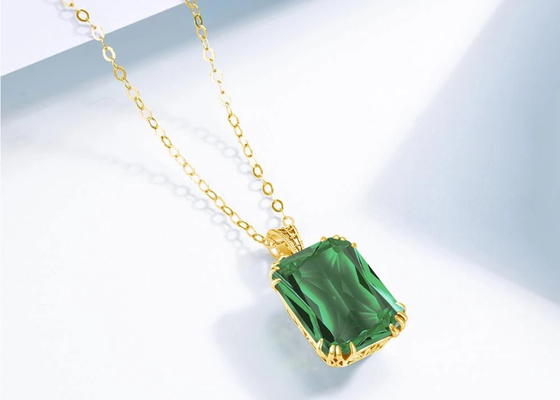 Goldhalsketten 2.67ct 8×10mm der Weinlese-14K mit natürlichem Emerald Pendant