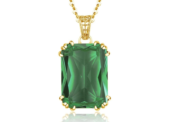 Goldhalsketten 2.67ct 8×10mm der Weinlese-14K mit natürlichem Emerald Pendant