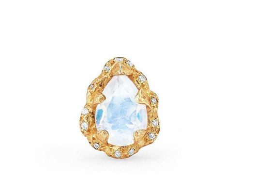 Wasser-Tropfen facettierte Ohrringe des Gold9k mit 6×8MM Moonstone wirklichem Diamanten