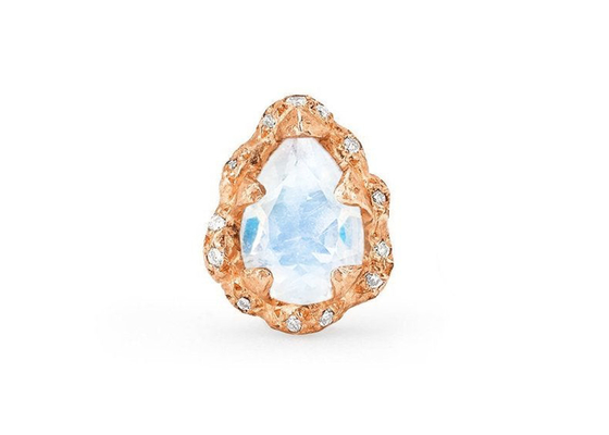 Wasser-Tropfen facettierte Ohrringe des Gold9k mit 6×8MM Moonstone wirklichem Diamanten