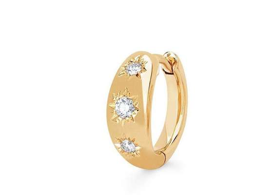 12mm Größen-Gold-Huggie-Band-Ohrringe mit 0.16ct Rundschnitt CZ