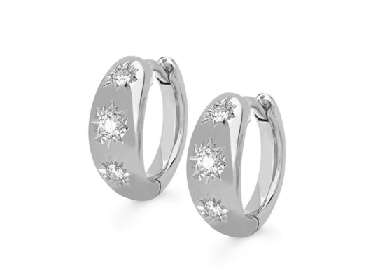 12mm Größen-Gold-Huggie-Band-Ohrringe mit 0.16ct Rundschnitt CZ
