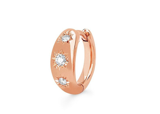 12mm Größen-Gold-Huggie-Band-Ohrringe mit 0.16ct Rundschnitt CZ