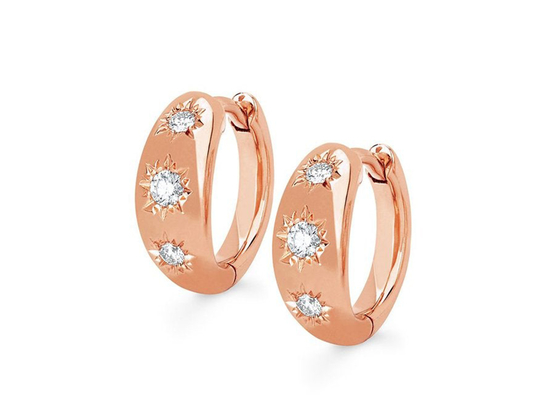 12mm Größen-Gold-Huggie-Band-Ohrringe mit 0.16ct Rundschnitt CZ