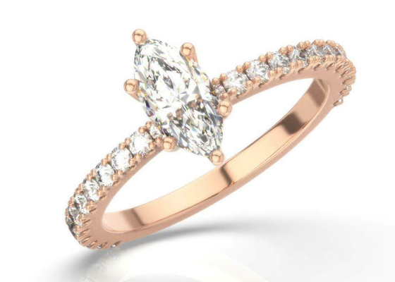 Gewicht Marquise Cut D VS1 18K Rose Gold Ring 2CT für Verpflichtung