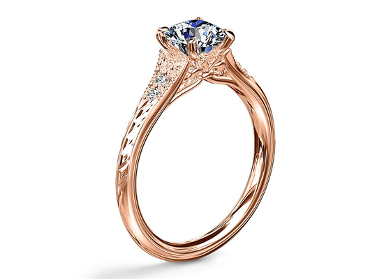 Gold Labor gewachsener Moissanite Ring Dia RD6mm 0.8ct 14K Roose für die Heirat