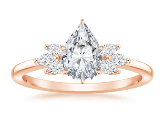 Birnen-Schnitt Labor gewachsenes Maß 14K Rose Gold Material Moissanite-Ring-0.77ct PS5×7mm