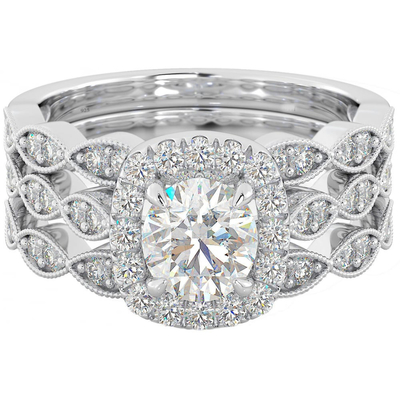 Halo-Diamond Engagement Ring Set Claw-Krappenfassungs-Art 51pcs 0.51CT