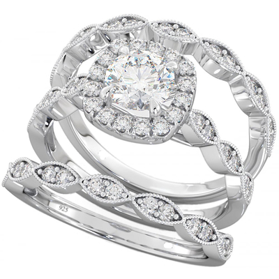 Halo-Diamond Engagement Ring Set Claw-Krappenfassungs-Art 51pcs 0.51CT