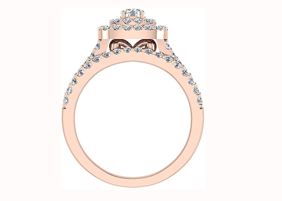 Halo-Art-Kissen-Form 0.79CT 79PCS Diamond Engagement Wedding Rings Double