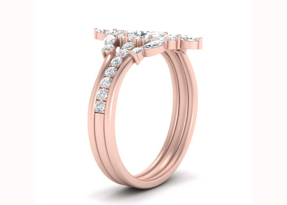 Ringe SI1 0.62CT Rose Gold Double Halo Engagement für Braut