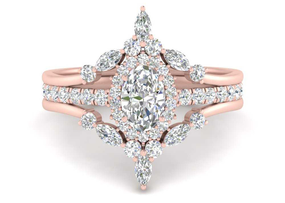 Ringe SI1 0.62CT Rose Gold Double Halo Engagement für Braut
