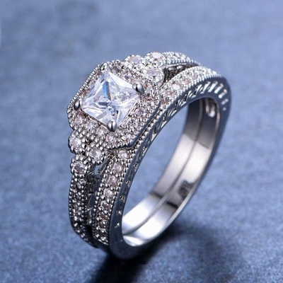 Prinzessin Cut Diamond Ring, Verlobungsringe des Karat-0.62ct 2 62PCS Moissanite