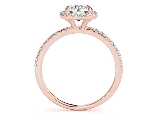 Zinken-Quadrat Diamond Rose Gold Ring, 0.35CT verstecktes Halo-Verlobungsring ODM